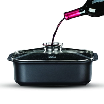 Roaster with aromatic lid, 25*35 cm, 7.8 liters BLACK MARBLE