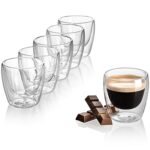 Premium Coffee Cups Set of 6 Double Walled Glass Espresso