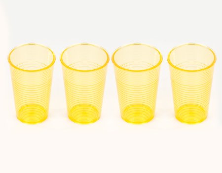 Set of 4 yellow acrylic cups