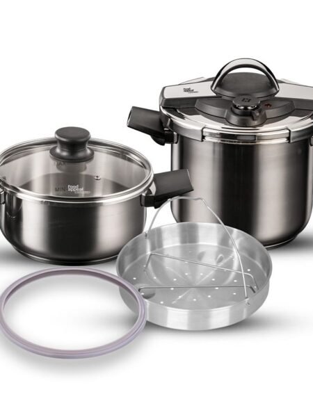 Set 4 is a safety pressure cooker 7 L + 5 L + 22 cm + Active Shield steaming basket Defender technology