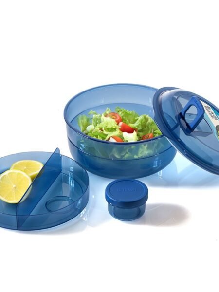 Round Salad Lunch Box 1.8 L Blue Smash by Food Appeal / Adult / Microwave