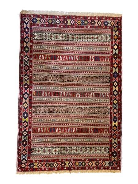 Handmade Kilim Sumac | Caucasian Iranian Wool Carpet | 2.00 × 1.33 m