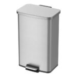 Square trash can 50 liters TITUS brushed stainless steel from EKO with inner bin