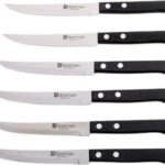Set (6) Steak Knives 11.4 cm 15 mm Black Handle